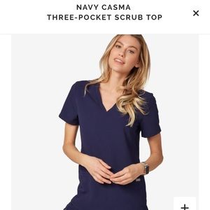 FIGS Scrubs Casma 3 Pocket Scrub Top Navy NWT
